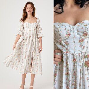 Floral White Midi Dress